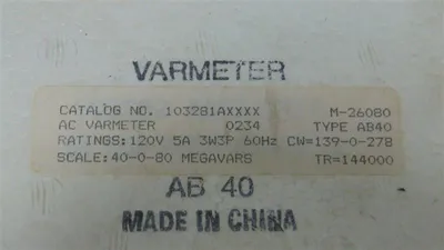 Yokogawa 103281AXXXX AC Varmeter 40-0-80 Megavars New NIB