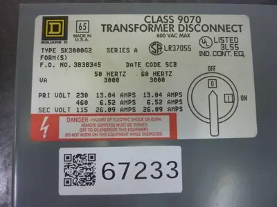 Used SQUARE D 9070-SK3000G2 Transformers Michigan US | Ideal Machinery #1275256