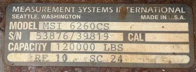 120,000 LBS MSI MODEL #6260CS TRANS-WEIGH WIRELESS CRANE SCALE: YOBRO #24761