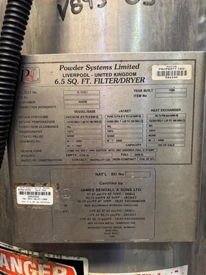 1999 POWDER SYSTEMS LIMITED 6.5 SQFT FILTER DRYER Filter Nutsche | Perry Equipment (10)