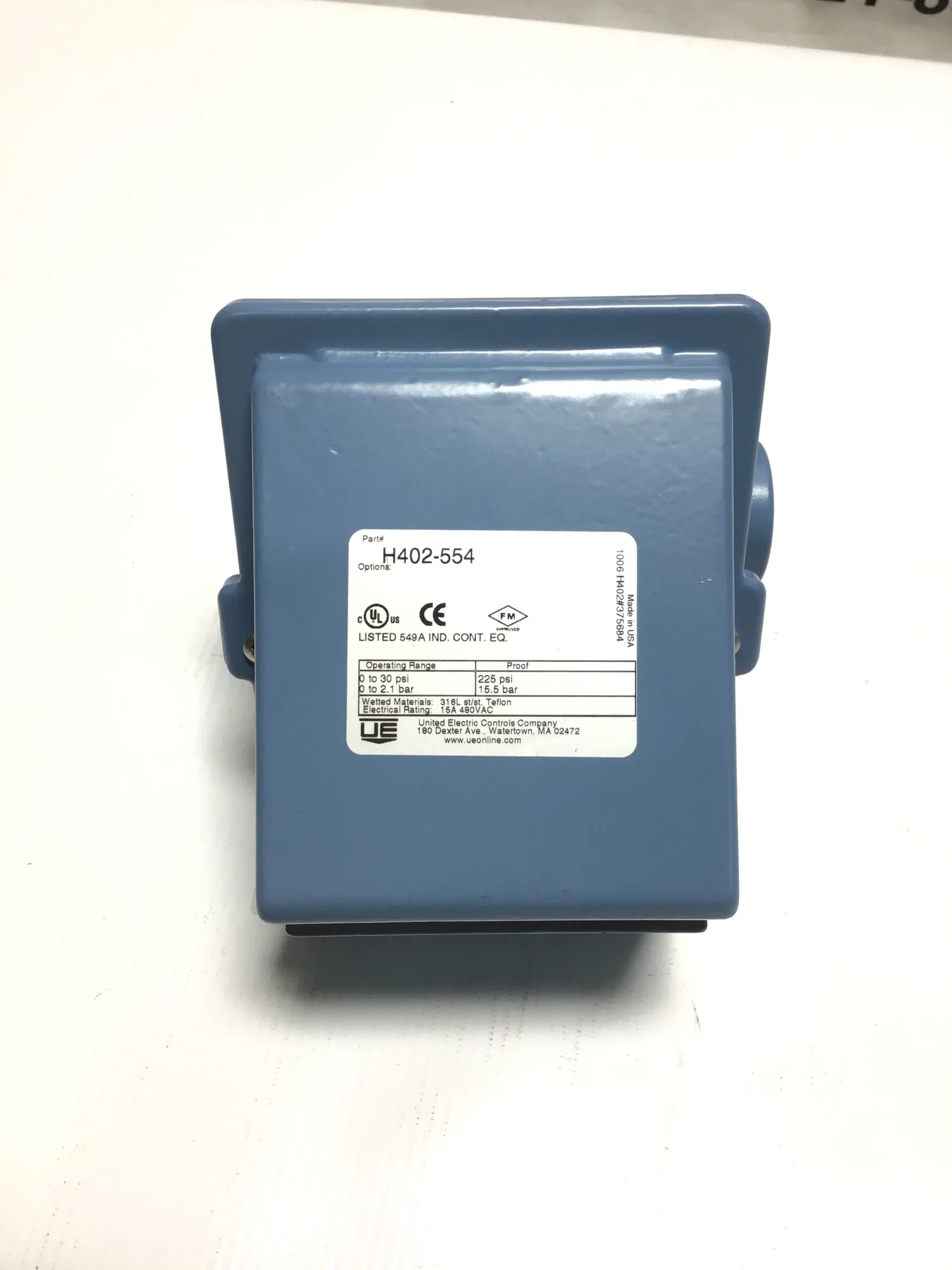 UE H402-554 Pressure Switch 225 PSI