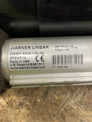 Warner Linear K2XEP1.5G05-115V-04 Linear Actuator 115V 8″ Stroke 5:1