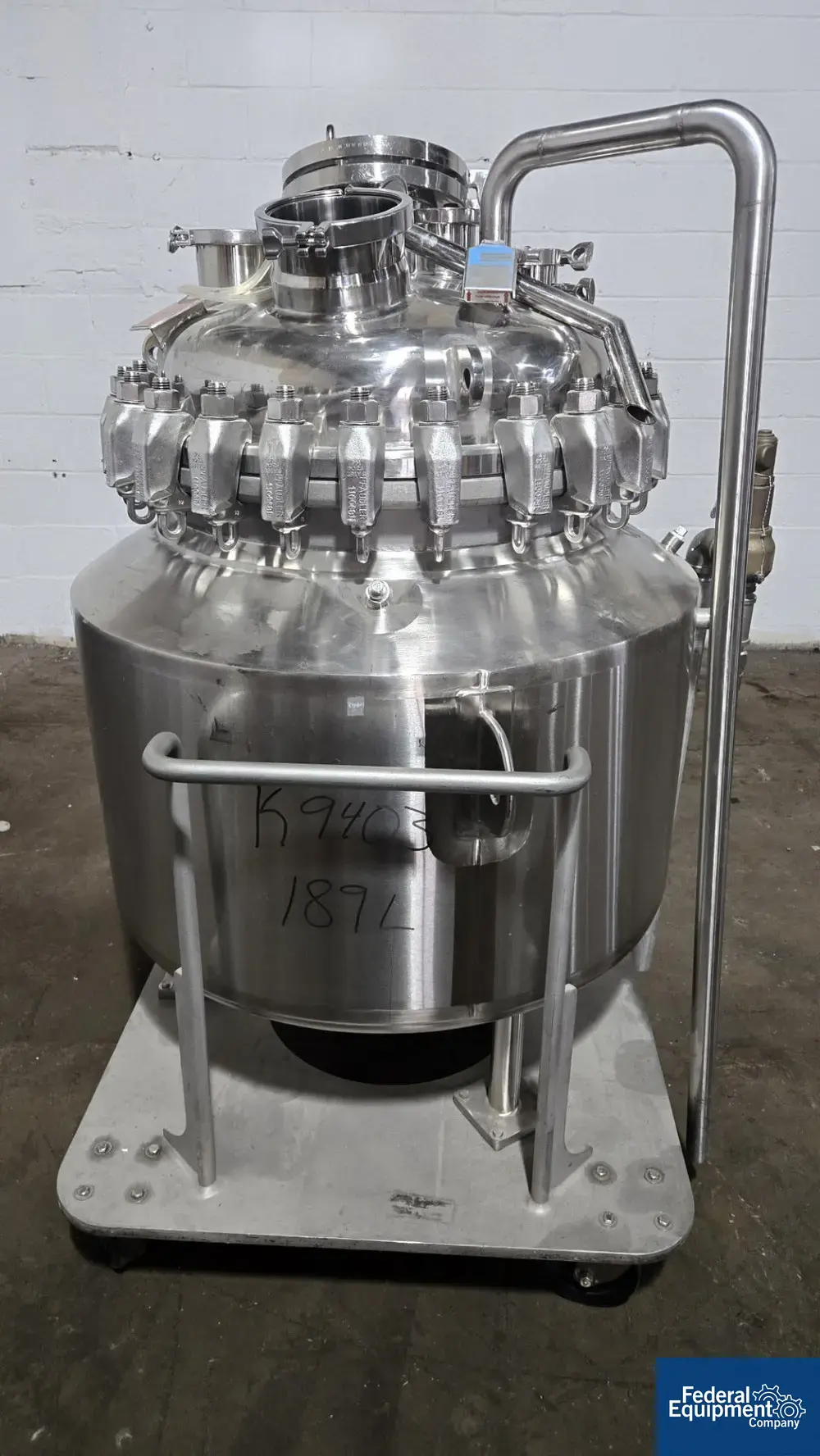 USED Pfaudler 50 Gal Pfaudler Glass Lined Reactor Body, 50/150#