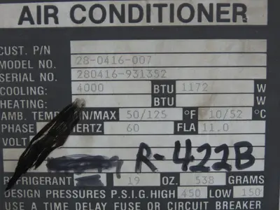 Mclean Midwest 28-0416-007 Electrical Enclosure Air Conditioner AC 4000 BTU 115V