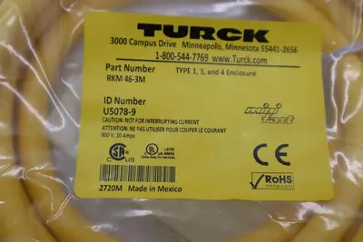 NEW Turck RSM RKM 46-3M  4 PIN PATCH CABLE STOCK G716