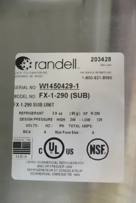 RANDELL 43″ FX SERIES REFRIGERATOR /FREEZER COUNTER HEIGHT WORKTABLE MODEL FX-1-290(SUB)