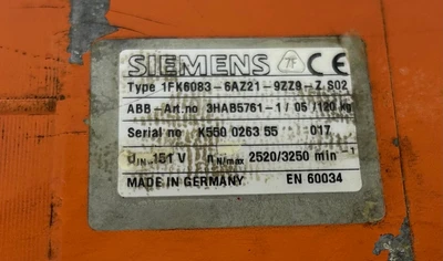 USED ABB ROBOTICS 1FK6083-6AZ21-9ZZ9-ZS02