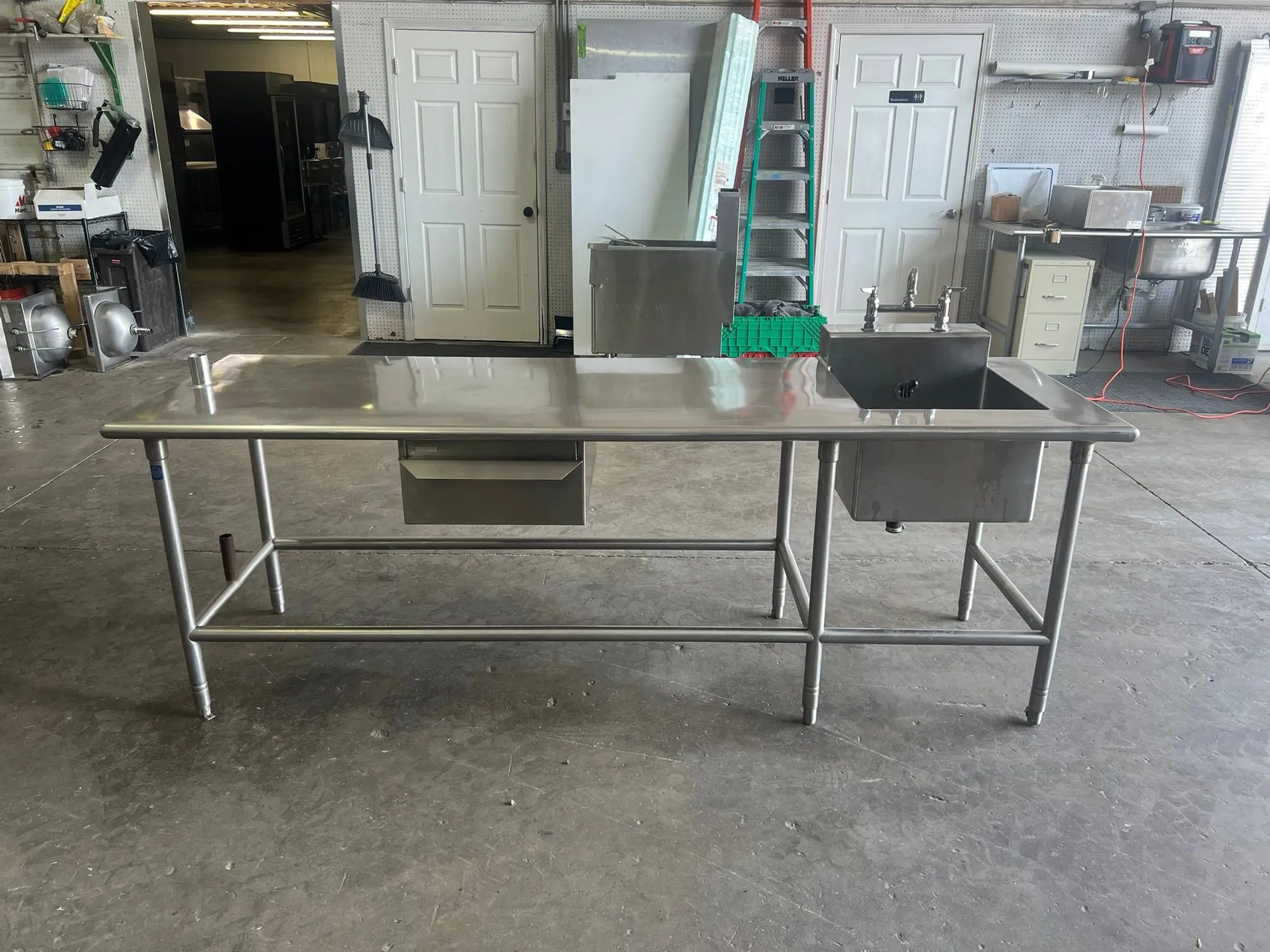Used Falcon Restaurant Supply Used 96" Stainless Steel Single compartment Sink with Drawer and Faucet Sinks Illinois US | Falcon Restaurant Supply #1375645
