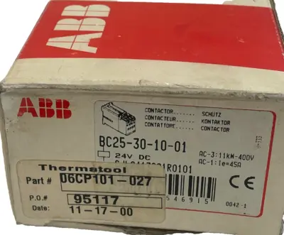 NEW ABB BC25-30-10-01 CONTACTOR BC25301001