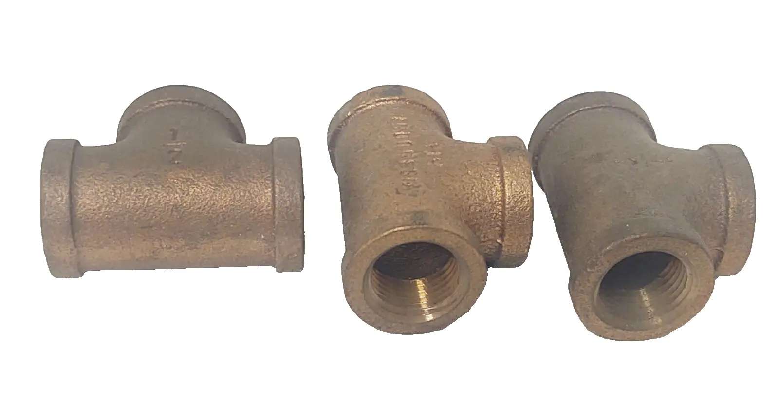 🔥(QTY 3) Brass Pipe Fitting, Tee, 1/2" x 1/2" x 1/2" Female Pipe NPT
