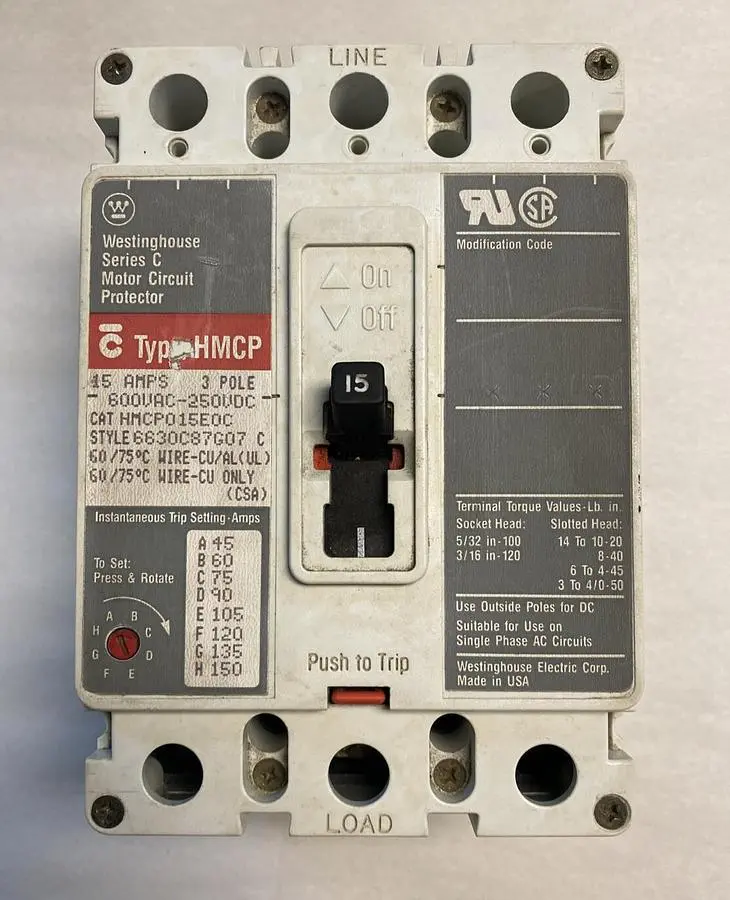 Used WESTINGHOUSE HMCP015E0C Miscellaneous Equipment (Electrical & Power) | Surplus Asset Holdings #1189314