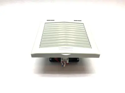 USED HOFFMAN NVENT SIDE MOUNT COOLING FILTER FAN LIGHT GRAY 24V 70CFM