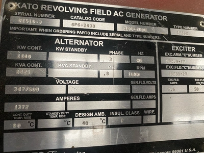 Used KATO 1200SR9E Generators Texas US | Apollo Electric #1514474