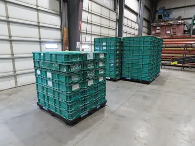 Orbis SO4815-7 Stackable GREEN Plastic Tote Container Bin 48x15x7" Lot of 20