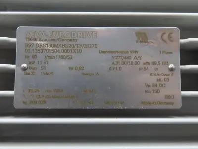 Sew Eurodrive R97 DRS160M4BE20/TF/EG7S Gear Motor 33.25:1 53rpm 11Kw 277/480V