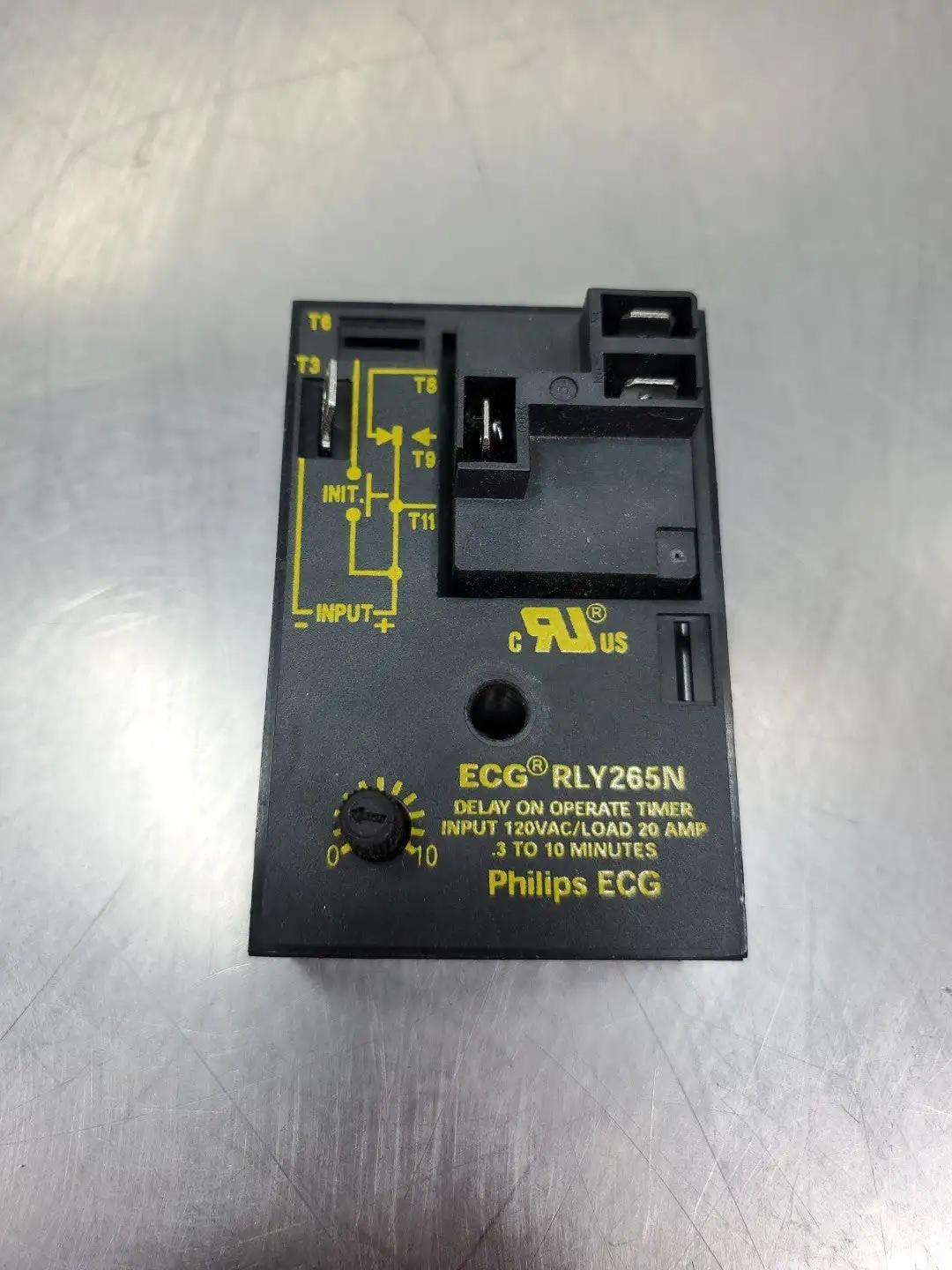 USED Phillips ECG ECG RLY265N Delay On Operate Timer, 120VAC, 20A, .3-10 Min