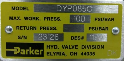 NEW PARKER DYP085C SERVO VALVE MODEL 25 100PSI