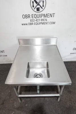 36”x30” STAINLESS STEEL ONE COMPARTMENT COMMERCIAL PREP SINK WITH BACKSPLASH
