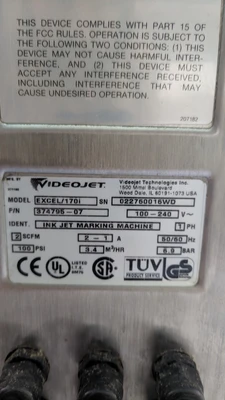 Used _UNKNOWN_ EXCEL SERIES 170I Ink Jet Coders & Printers Minnesota US | A&I Equipment #1318013
