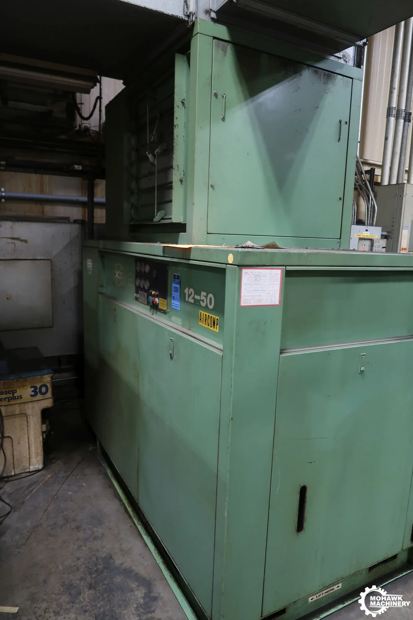 50 HP SULLAIR "12BS-50L-ACAC" ROTARY SCREW HORIZONTAL AIR COMPRESSOR - 200 CFM - 110 PSIG