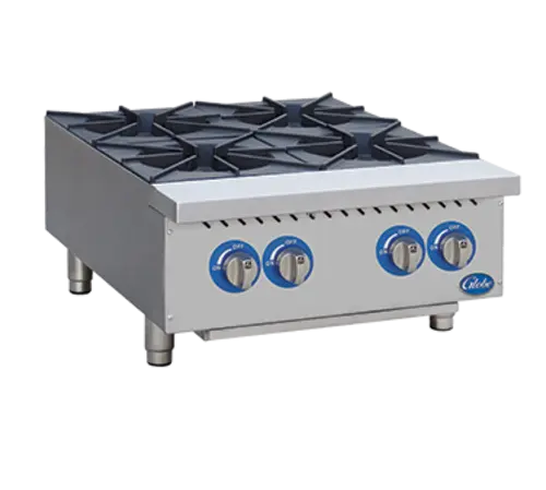 Globe GHP24G 24" Gas Hotplate w/ (4) Burners & Manual Controls, Convertible