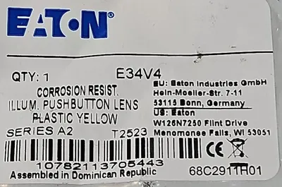 ERI Eaton E34V4 Illum. push button lens Loc4E21