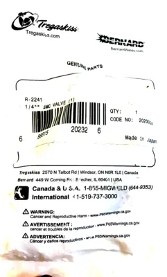 NEW TREGASKISS R-2241 VALVE 1/4" R2241