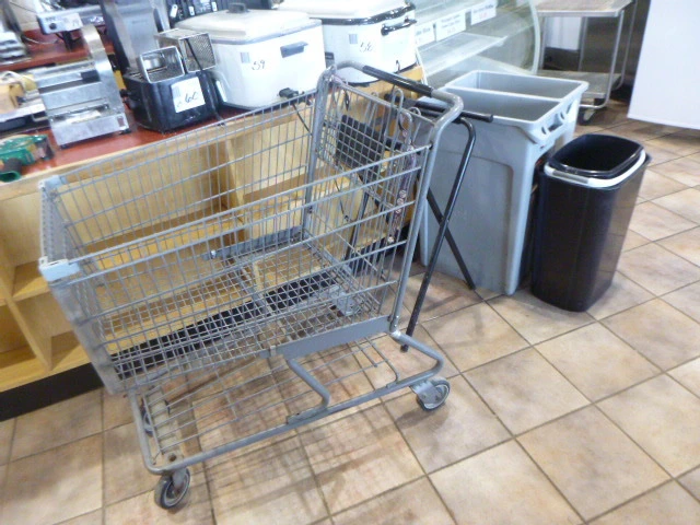 Grocery Cart and Trash Cans