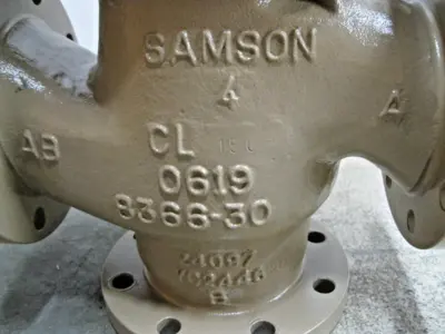 4" 150# Samson 3244 3-Way A105 Mixing Valve 3277 Actuator 20-35 PSI NEW Z25