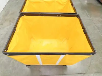 Uline Vinyl Basket Truck Cart Hopper 18 Bushel Yellow 38x26x30" 600lbs Lot of 3