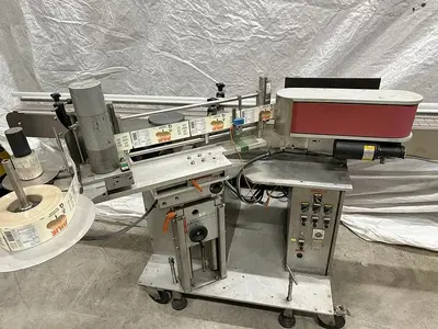 Used Herma H300 Labeller With Conveyor