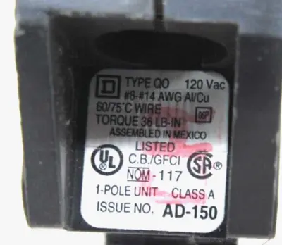 NEW SCHNEIDER ELECTRIC QO115GFI CIRCUIT BREAKER 15 AMP 1 POLE