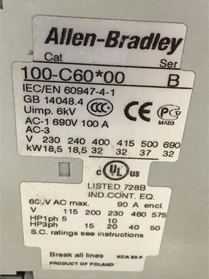 USED ALLEN BRADLEY 100-C60.00 SER B
