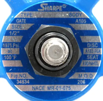 NEW SHARPE 34834 VALVE 1/2" A182-F6A