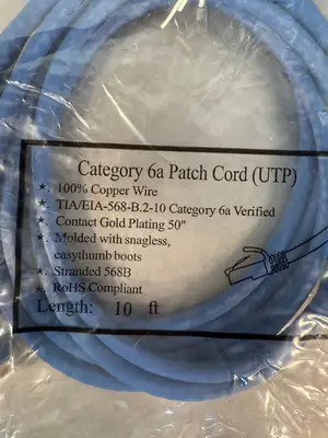 Tia/Eia 568-B.2-10 Category 6 Patch Cord 10 Ft gold plating 50" (6.3.4)