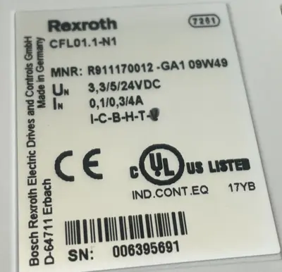 NEW BOSCH REXROTH R911170012 GA1 PROGRAMABLE SWITCH CFL01.1-N1
