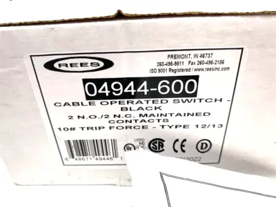 New | in-Stock REES Cable Operated "slack-style" Pull Switch 2 NO + 2 NC 2669 Relays & Switches Michigan US | Maverick Industrial Sales #1468005