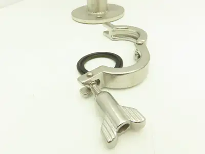 Stainless Sanitary 90° Long Elbow 1.5" Tri-Clamp x Flanged 2-Bolt  Lot of 7