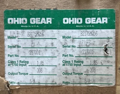 NEW Ohio Gear B2175MQ56