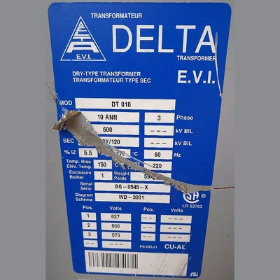 Delta 10 kVA Transformer