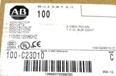 NEW ALLEN BRADLEY 100-C23D10 CONTACTOR SERIES C 100C23D10
