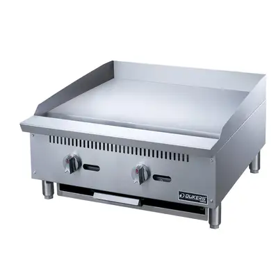 New | in-Stock Dukers New Dukers DCGM24 24 in. W Flat Top Griddle with 2 Burners Commercial Flat Top Griddles Illinois US | Falcon Restaurant Supply #1376255