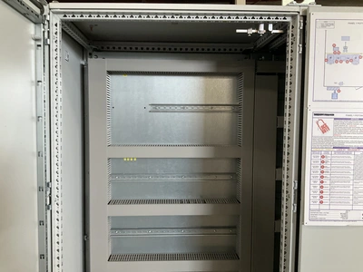 Rittal industrial 2-door electrical cabinet, approx 67-1/2”W x 20” x 78-3/4”T, used