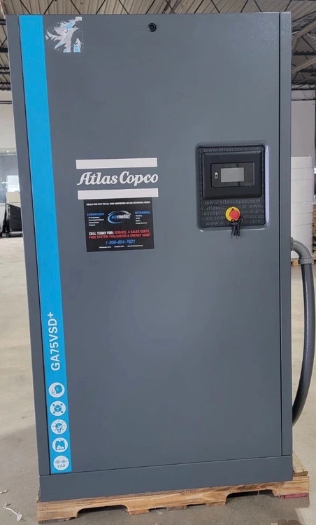 Used 2020 ATLAS COPCO GA75VSD+ Rotary Screw & Sliding Vane Air Compressors Massachusetts US | ARC Equipment Corp #1136229