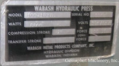 18″ x18″ Wabash Press, Item #1550