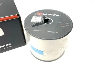 USED LABELTAC PRO MODEL HIGH PERF. 10 YEAR VINYL LABEL CLEAR 4" X 150'/ROLL