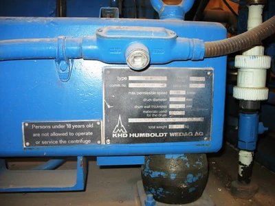 Humboldt S 3-01 solid bowl decanter centrifuge, 316SS.