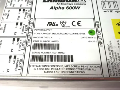 USED TDK LAMBDA ALPHA 600W POWER SUPPLY UNIT CA600QF 24D_IN,21D_IN,5B,15/15E