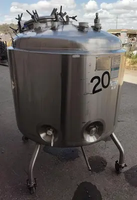 Tank, 264 Gallon (1,000 Liter), Mueller, Jacketed, Stainless, 35 PSI / Full Vacuum, #5991457