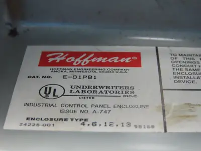 Hoffman E-D1PB1 Enclosure Type 4,6,12,13 W/ 800 FRXMQ24RA7/F 24V Green E-Stop